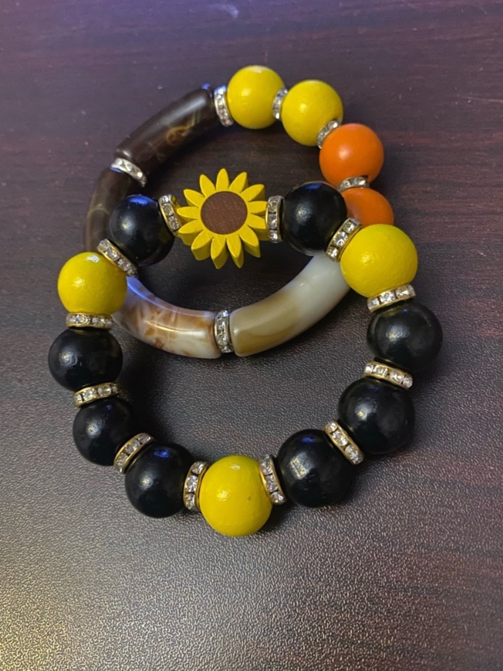 Yellow & Black Beaded Kids Bracelet Set